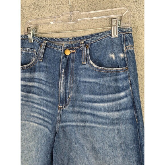 Evereve Ever Slouchy Jeans 27 High Rise Wide Flare Leg Whiskers Boho - Picture 5 of 12